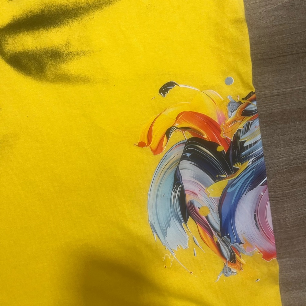 BBMIA Couture Custom Tee Tie Dye Yellow and Black Graphic Kids Tee - Picture 6 of 8